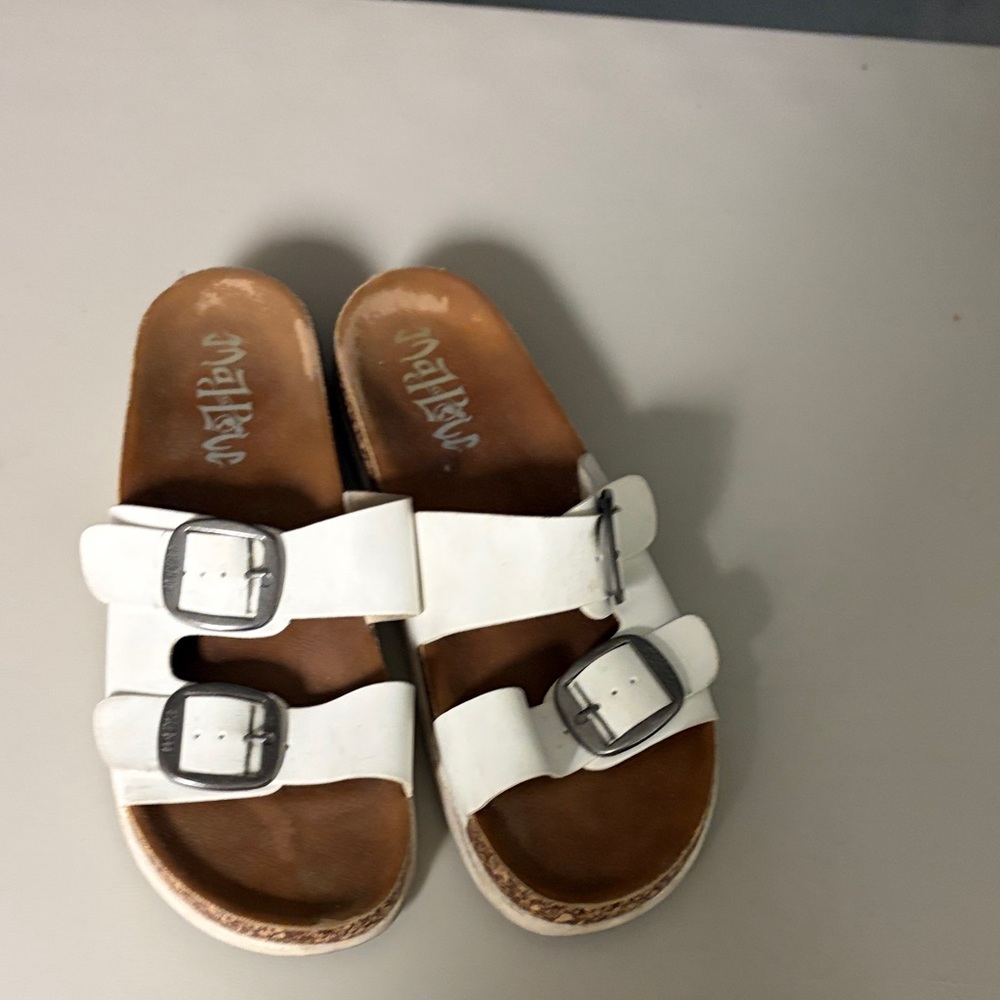 White Double Buckle Sandals